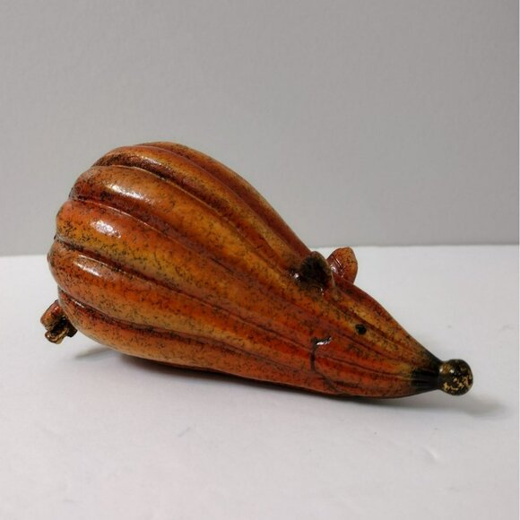 Pumpkin Gourd-Shape Hedgehog or Mouse Figurine, 5" Orange Resin Animal Statue - Picture 5 of 9